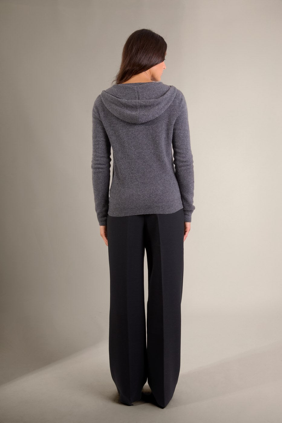 Kapuzenstrickjacke mit Reißverschluss Emma - Anthrazit Meliert