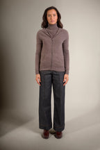 Kapuzen-Strickjacke mit Reißverschluss Emma – Taupe Meliert