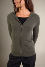 Gilet Zippé Capuche Emma - Kaki