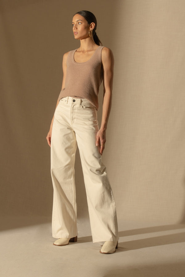 Vanesia Scoop Neck Vest Top - Heather Camel