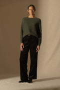 Pull Col Rond 4 Fils Oceane - Kaki