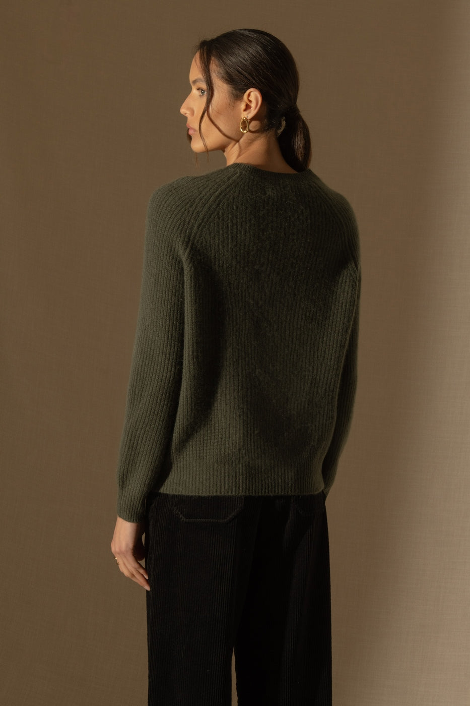 Pull Col Rond 4 Fils Oceane - Kaki