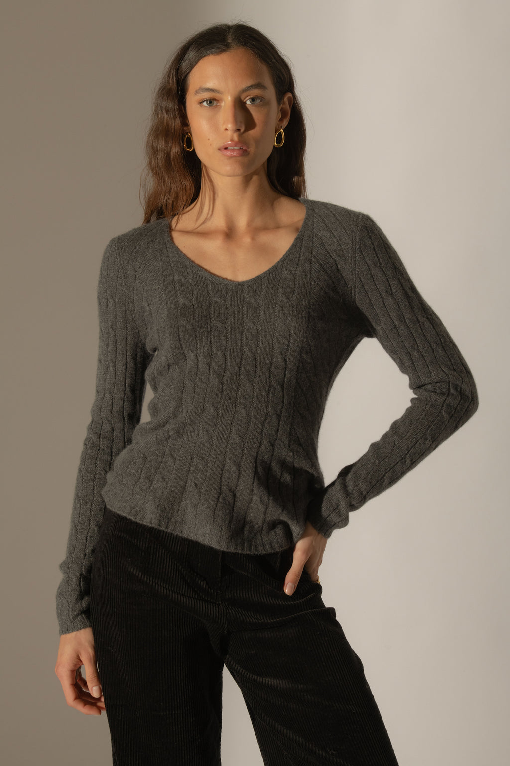 Pull Col V 4Fils Salome - Anthracite Chiné