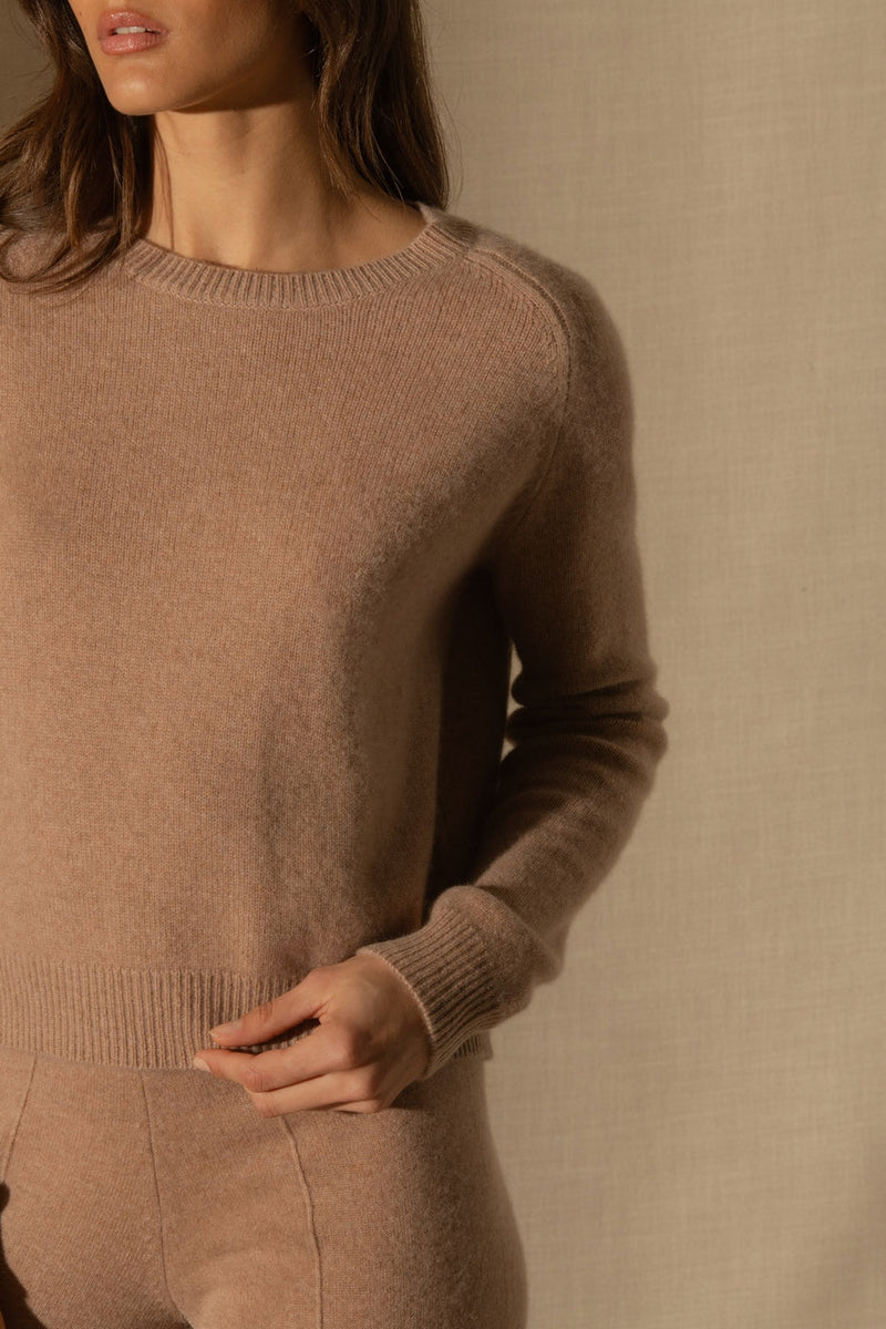 Pull Col Rond 4 Fils - Lila - Camel Chiné