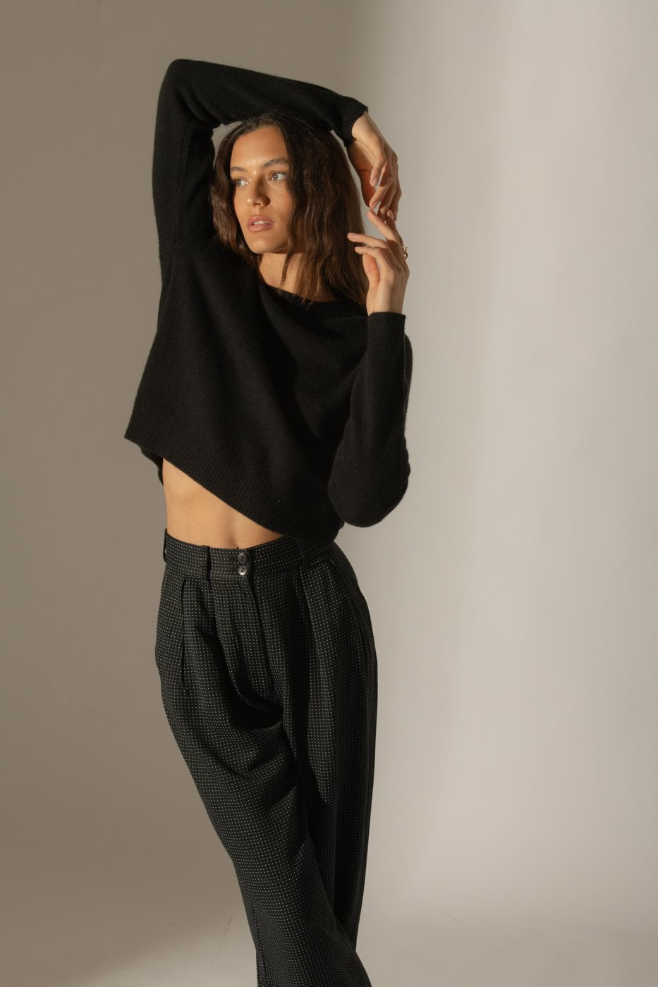 4 Thread Round Neck Sweater - Lilac - Black