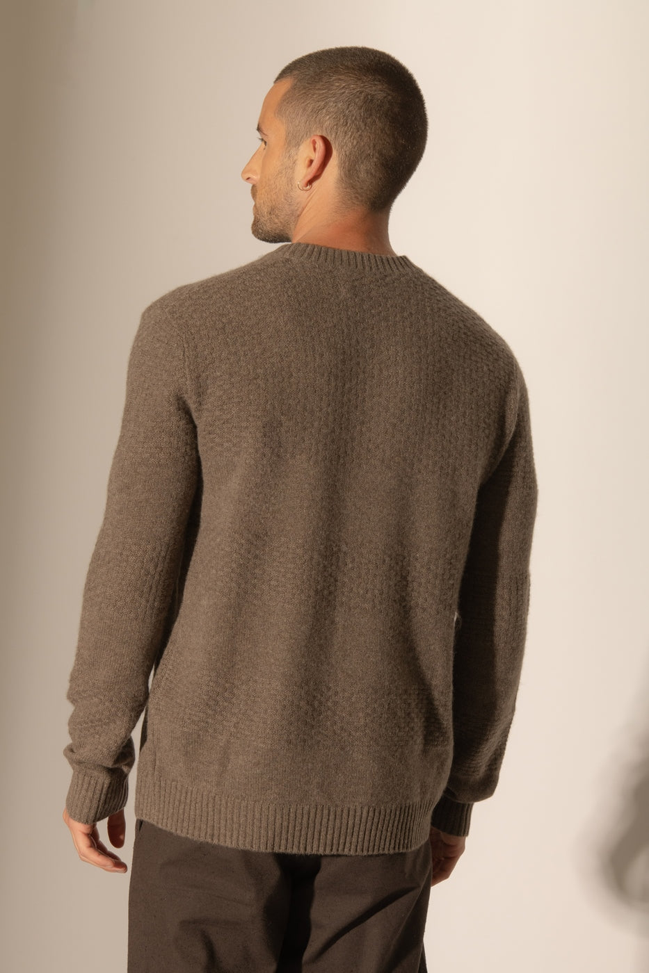 Pull Col Rond 4 Fils - Aidan - Taupe Chiné