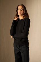 Pull Col Rond 4 Fils Corva - Noir