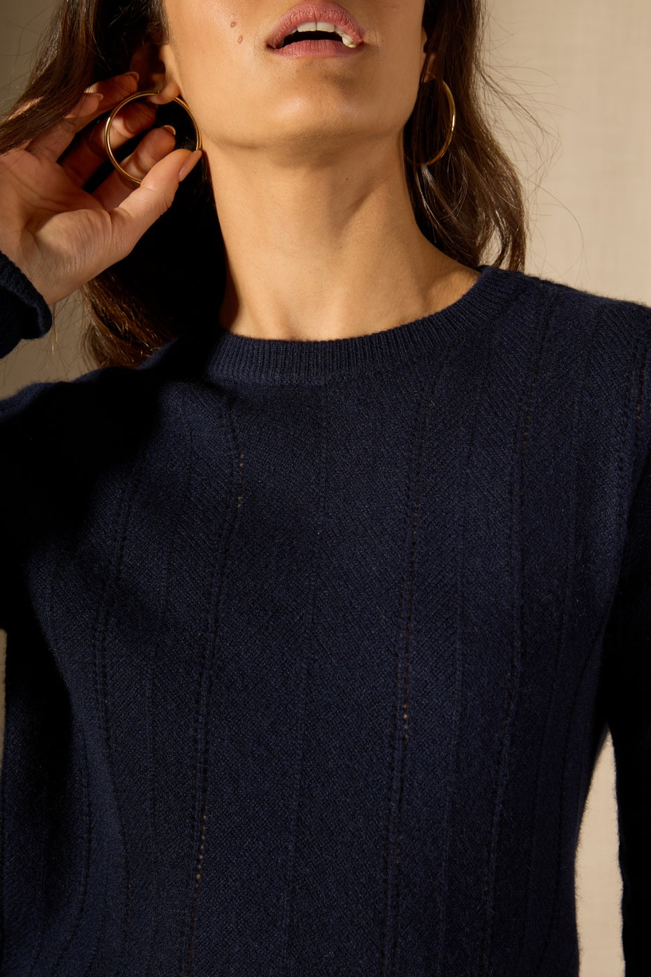 Pull Col Rond 4 Fils Corva - Marine