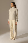 Maneses 6-Ply Roll-Neck Jumper - Mottled Pearl Grey