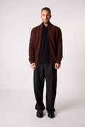 4-Thread Trucker Collar Zipped Vest - Leo - Coffee