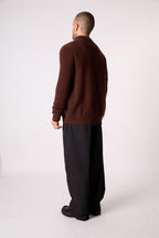 4-Thread Trucker Collar Zipped Vest - Leo - Coffee