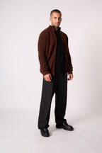 4-Thread Trucker Collar Zipped Vest - Leo - Coffee