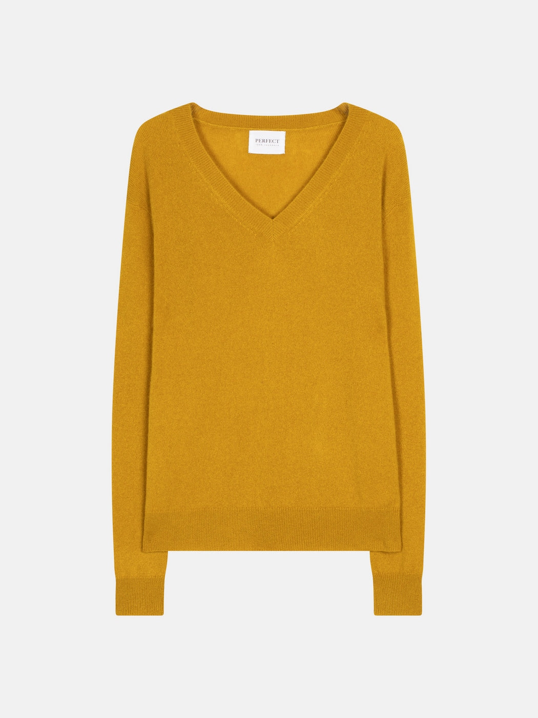 Jersey con cuello de pico - 100% Cashmere 2 capas - Dorado - Mujer