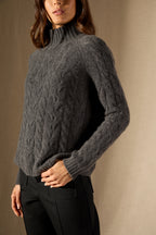 Pull Col Montant 6 Fils Mairead - Anthracite Chiné