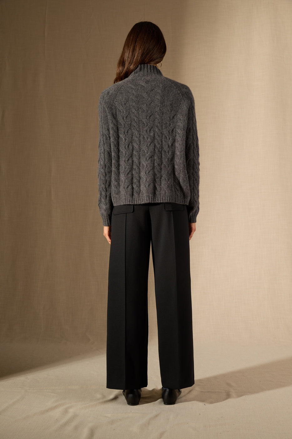 Pull Col Montant 6 Fils Mairead - Anthracite Chiné