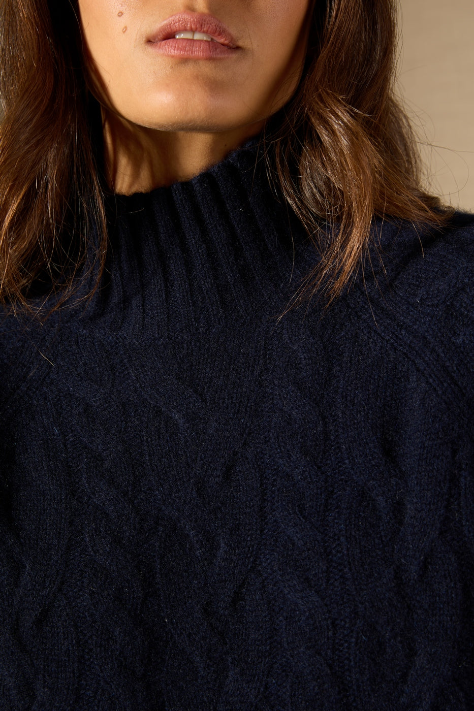 Pull Col Montant 6 Fils Mairead - Marine