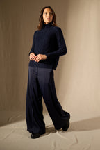 Pull Col Montant 6 Fils Mairead - Marine
