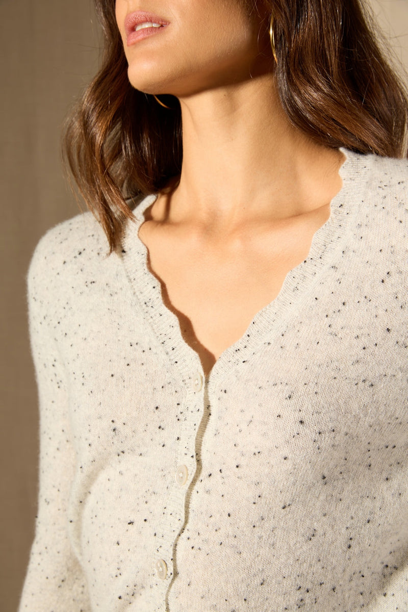 Cardigan Col V Leora - 100% Cachemire 2 Fils - Gris/Noir - Women
