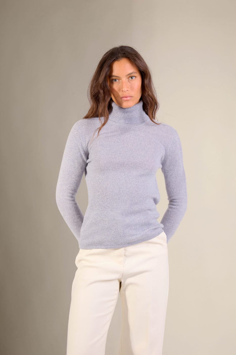 Pull Col Roulé - Bise - Bleu Ivoire
