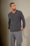 V-ringad Tröja Alexander - Anthracite Chiné