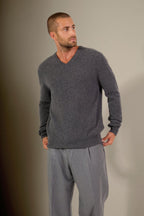 V-ringad Tröja Alexander - Anthracite Chiné