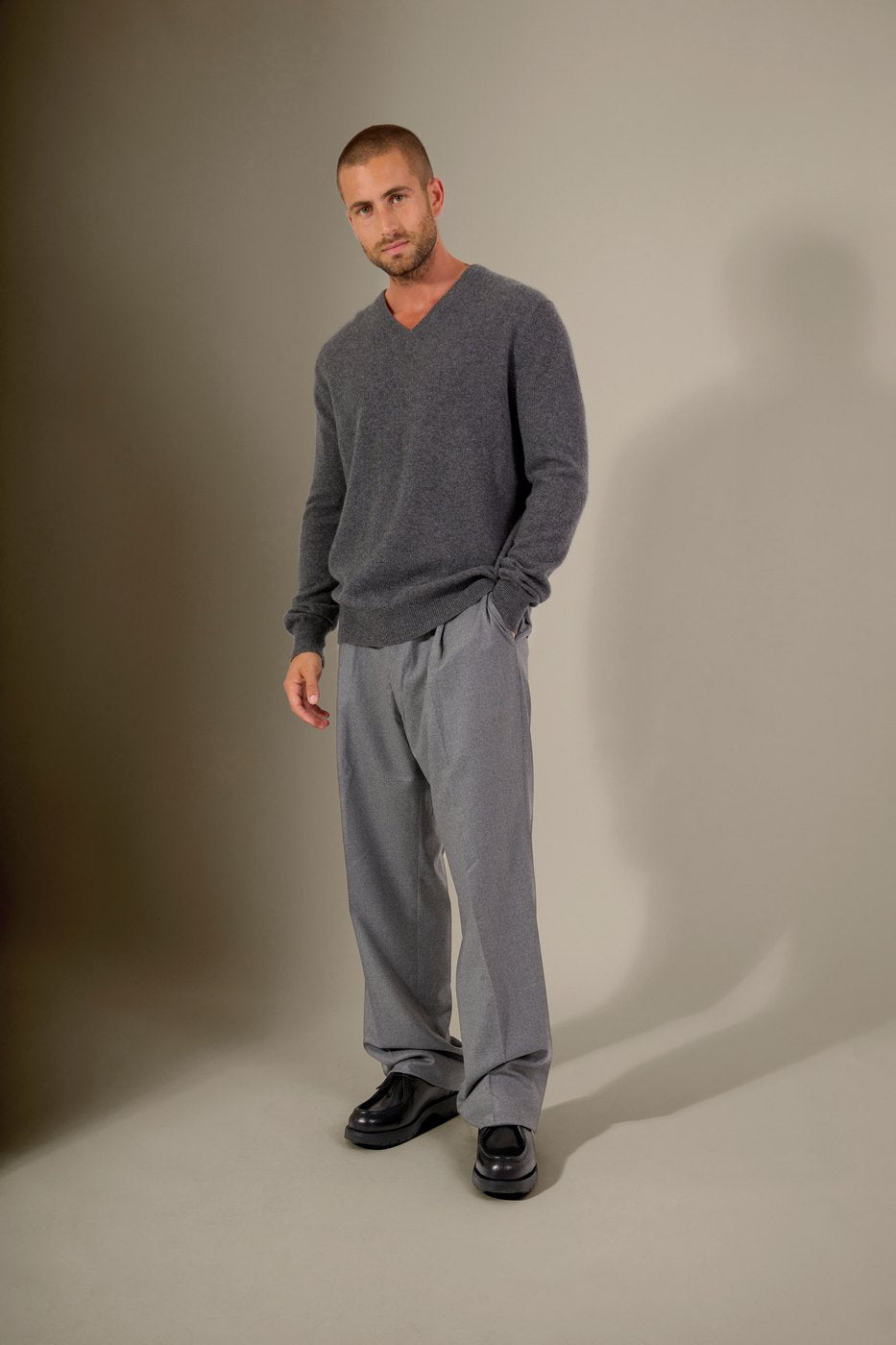 V-ringad Tröja Alexander - Anthracite Chiné