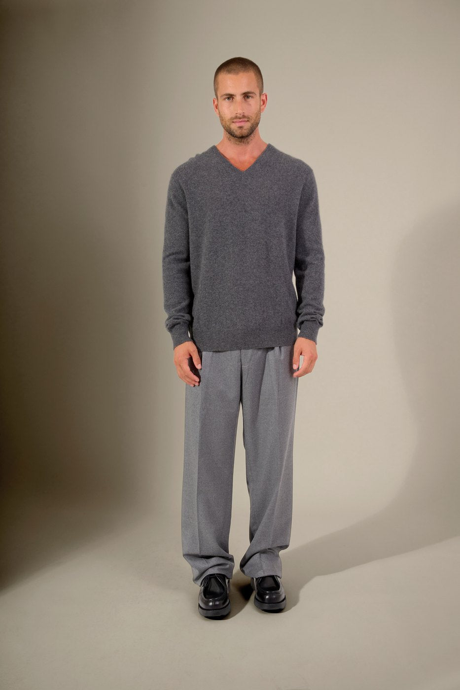 V-ringad Tröja Alexander - Anthracite Chiné