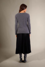 Pull Col V 4 Fils Gaby - Anthracite Chiné