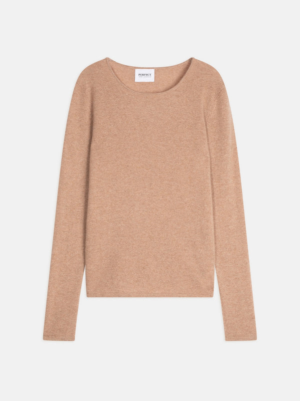 Pull Col Rond Oprah - Camel Chiné
