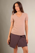 T-Shirt mit V-Ausschnitt Efimia - Camel Meliert