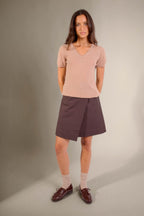 T-Shirt mit V-Ausschnitt Efimia - Camel Meliert
