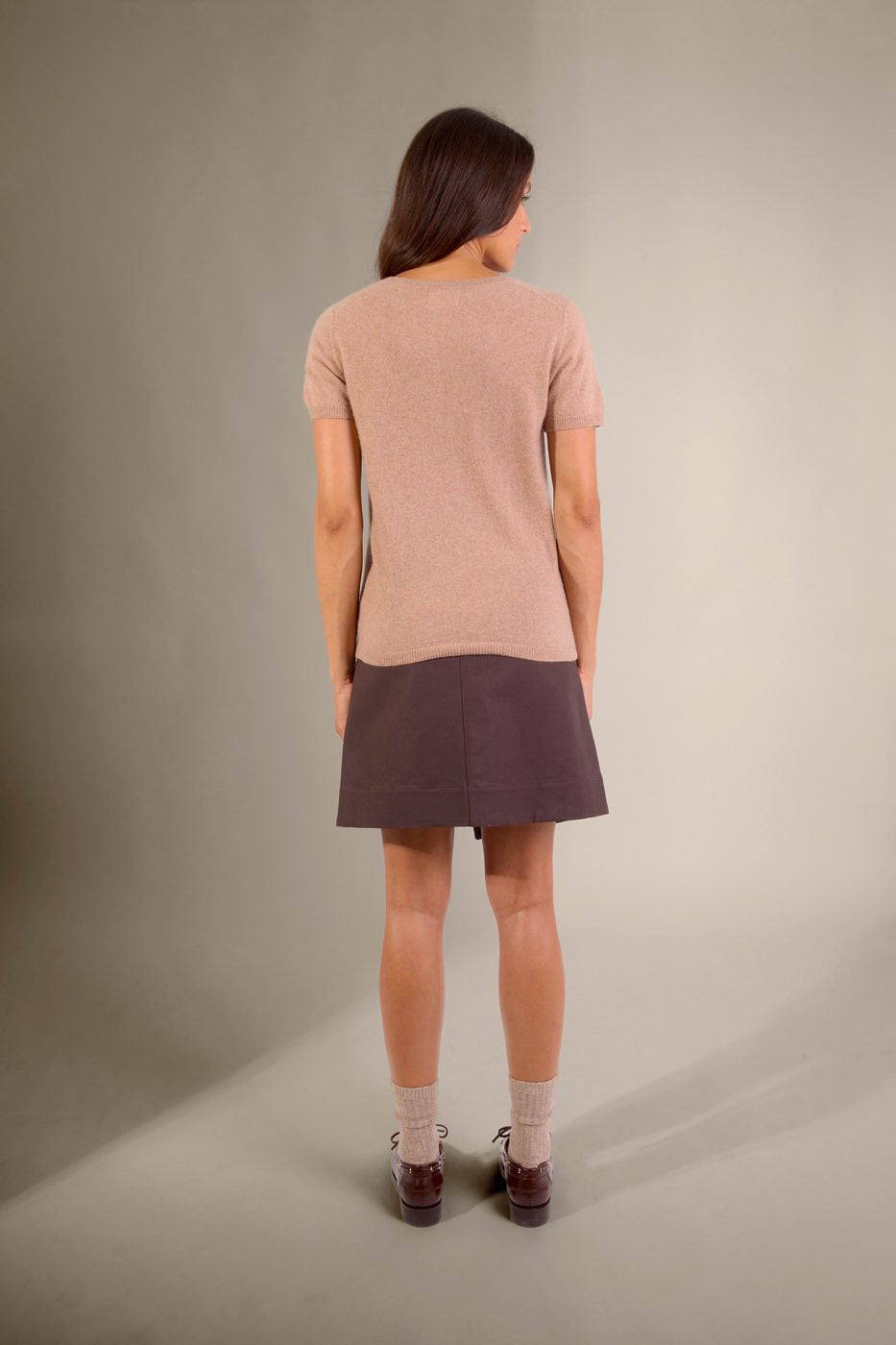T-Shirt mit V-Ausschnitt Efimia - Camel Meliert
