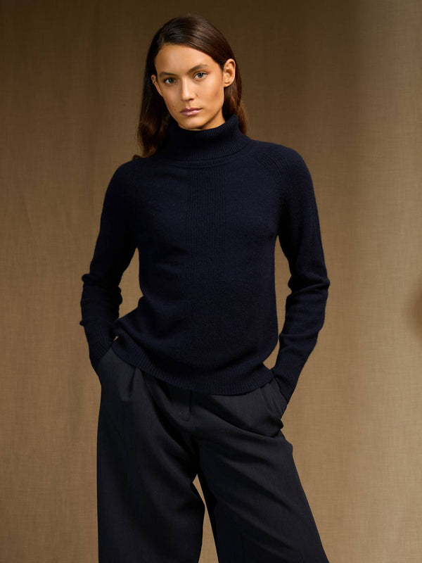 Florivien Roll-Neck Jumper - Navy