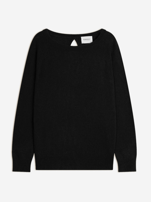 Maglione Scollo a Barca con Goccia sul Retro Leslie - Nero