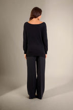 U-Boot-Ausschnitt-Pullover Sasha - Schwarz