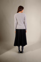 Sweter w serek 4-nitkowy Gaby - Melanżowa chmurka