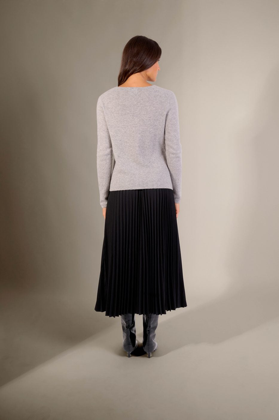 Cardigan mit V-Ausschnitt Paige – Wolkengrau Meliert