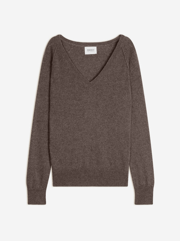 Pull Col V Penelope - Taupe Chiné