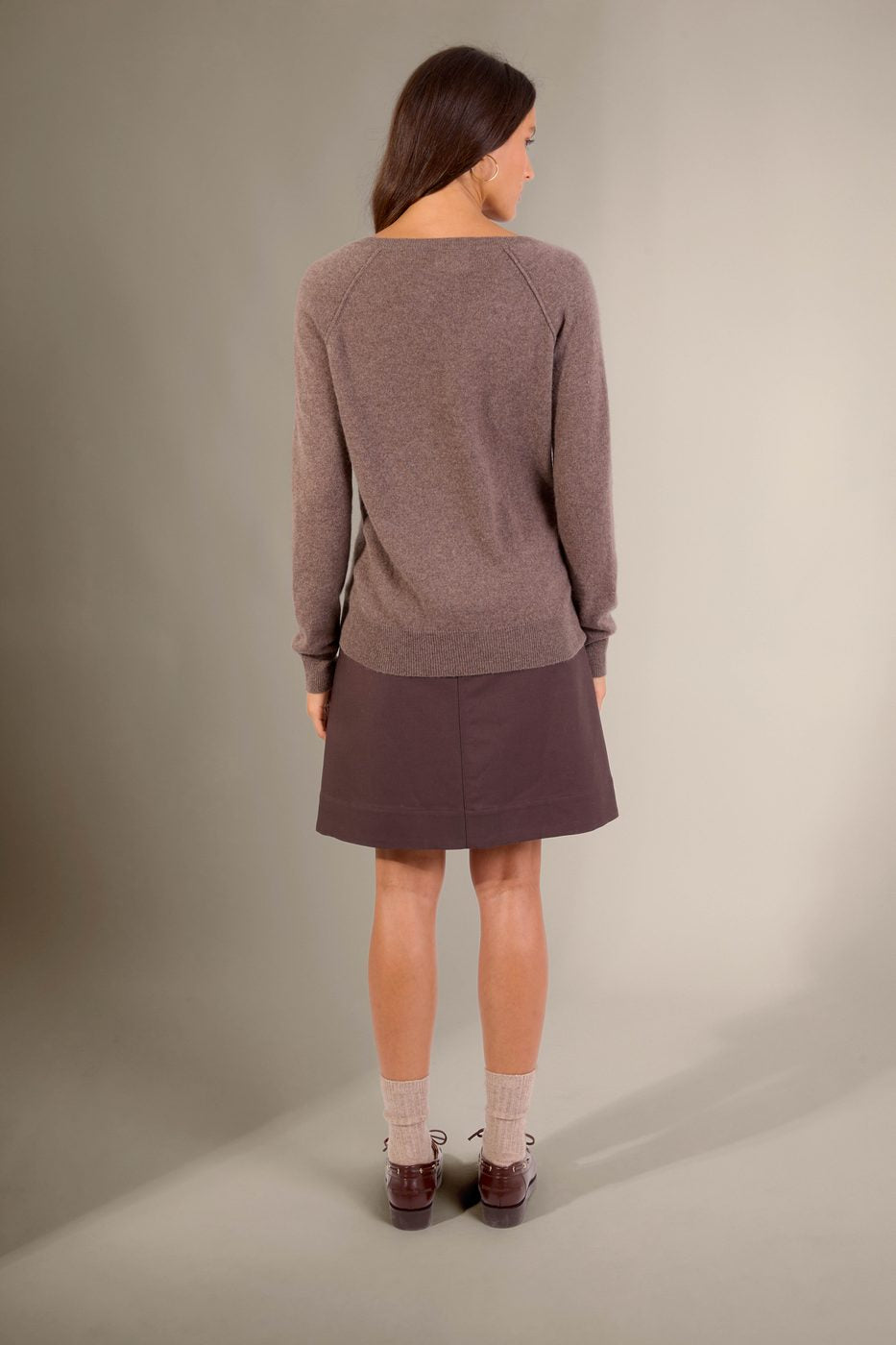 V-Ausschnitt-Pullover Penelope – Taupe Meliert