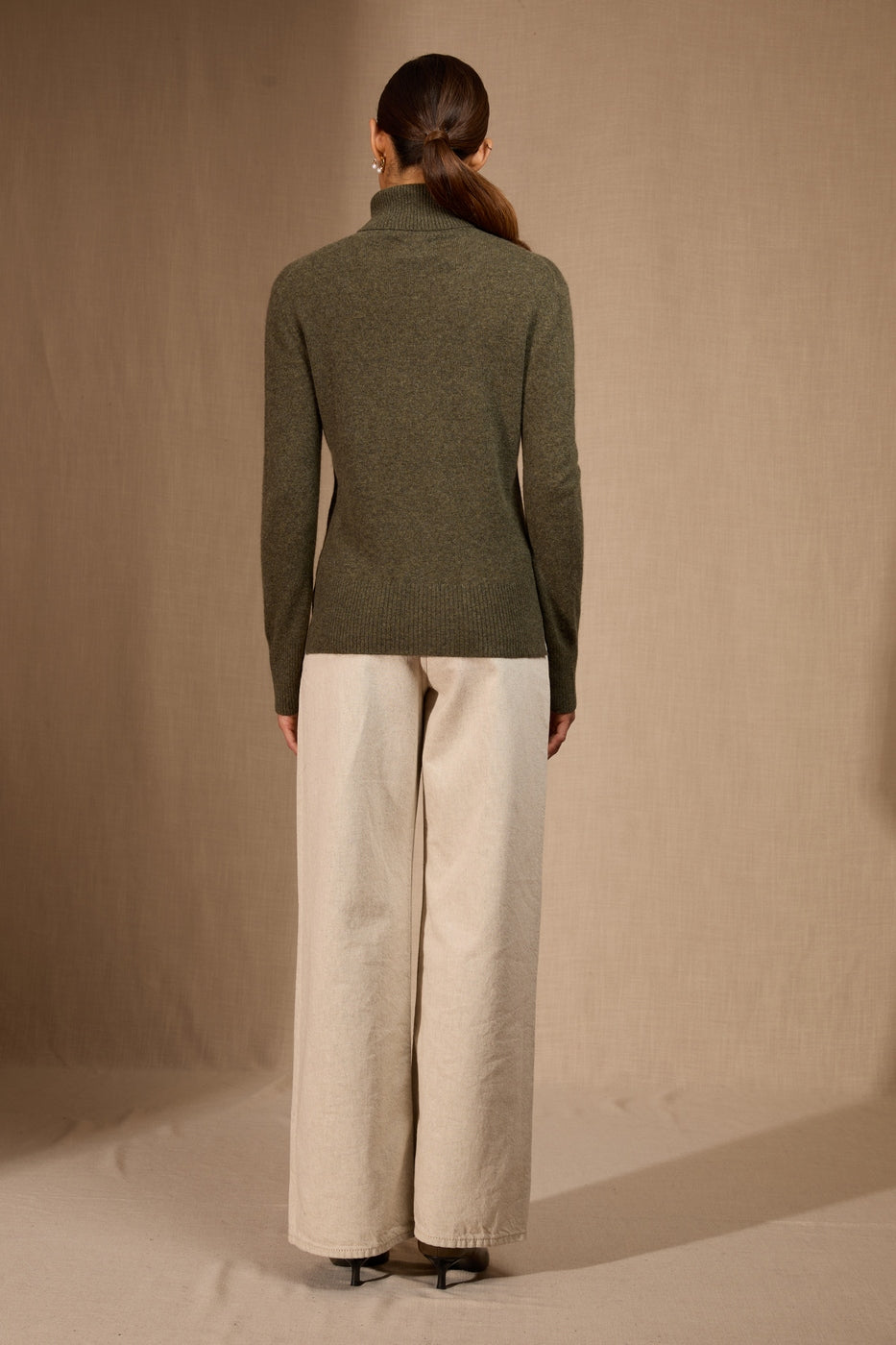 Rullekravetrøje Tracy - Militærgrøn meleret