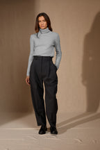 Rollkragenpullover 4-fädig Willow - Meliertes Gletschergrau