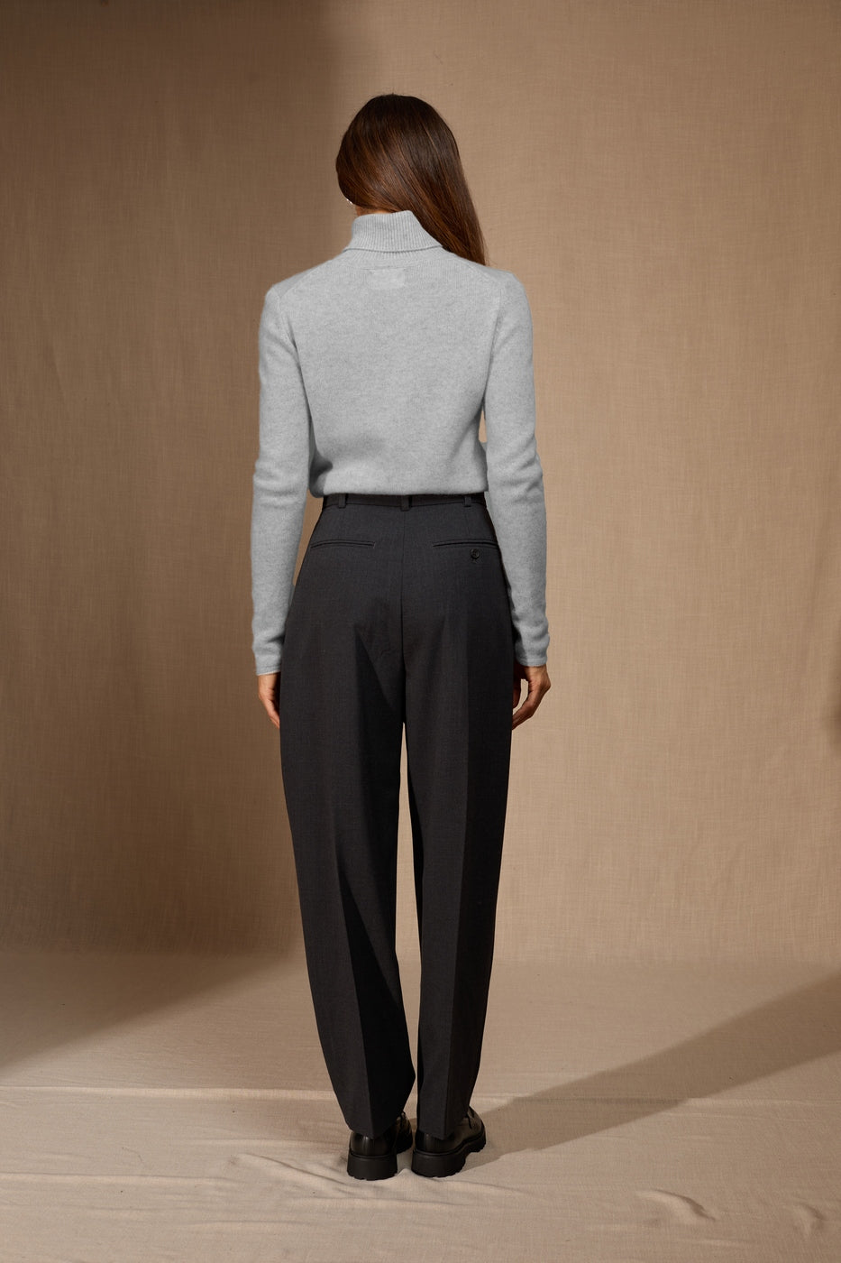 Rollkragenpullover 4-fädig Willow - Meliertes Gletschergrau