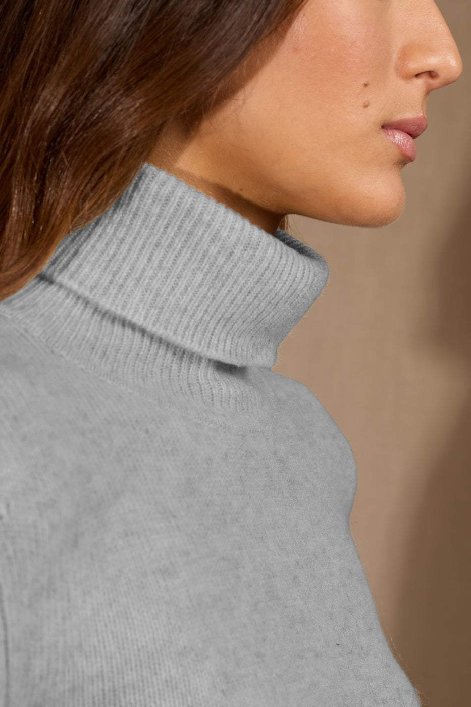 Rollkragenpullover 4-fädig Willow - Meliertes Gletschergrau