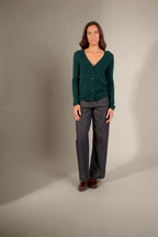 Cardigan Col V Paige - Cyprès