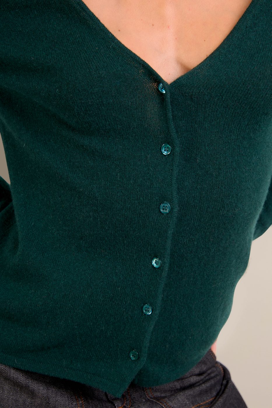 Cardigan Col V Paige - Cyprès