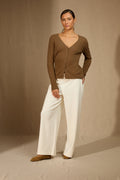 Cardigan mit V-Ausschnitt Paige - Haselnuss