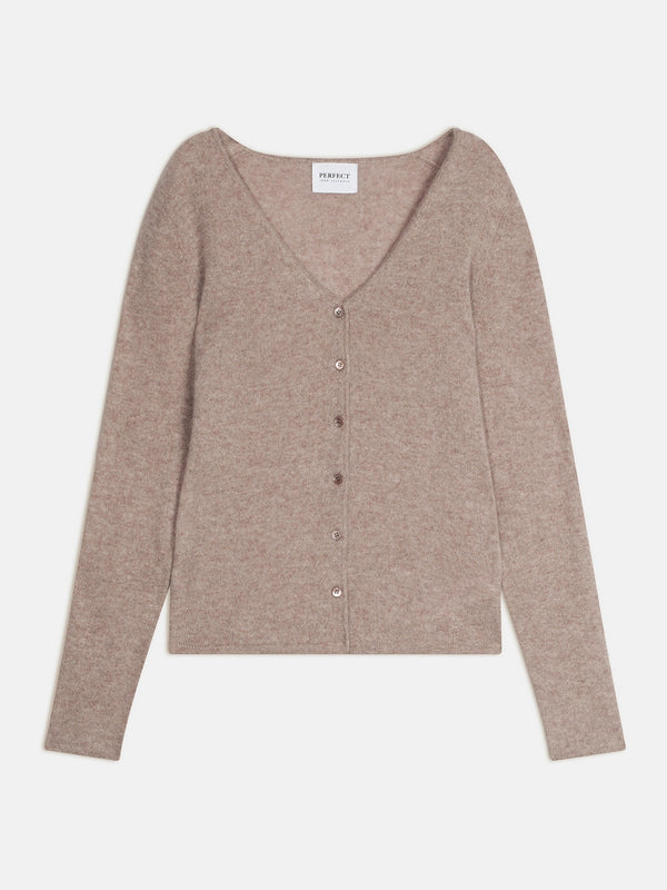 Cardigan Col V Paige - Taupe Clair Chiné