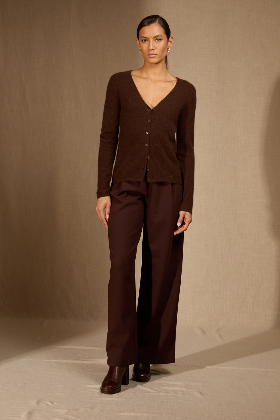Cardigan Col V Paige - Café