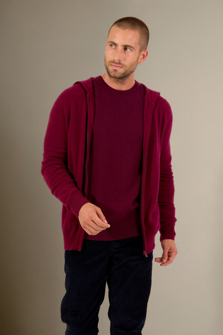 Kapuzen-Strickjacke mit Reißverschluss Eldo – Bordeaux