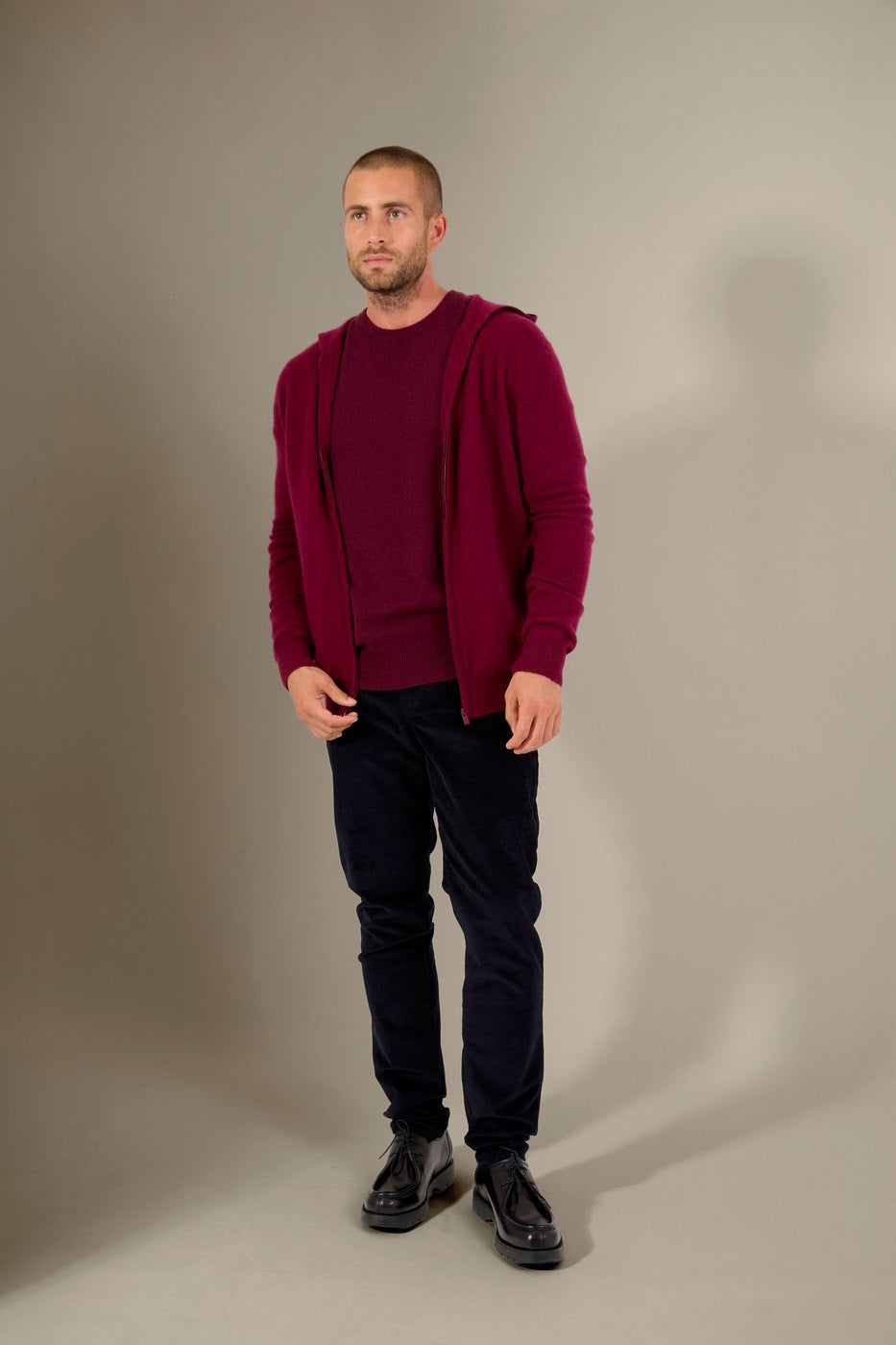 Kapuzen-Strickjacke mit Reißverschluss Eldo – Bordeaux